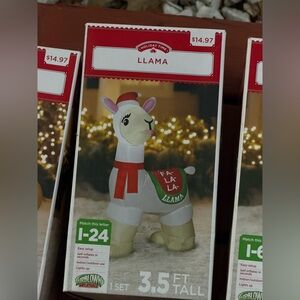 Gemmy Festive Llama Inflatable - White and Red